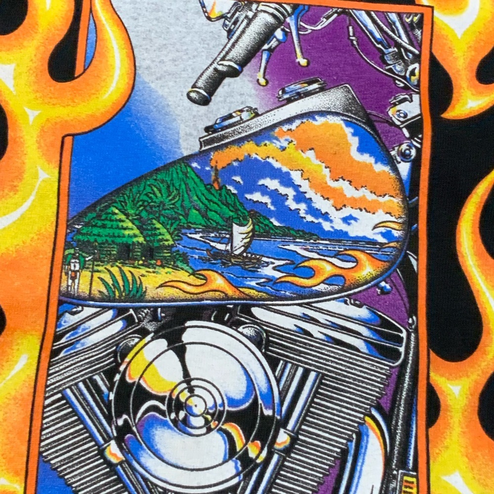 Vintage Harley-Davidson "Pacific Harley" Kauai Hawaii Double-Sided T-Shirt SZ L - Picture 6 of 7